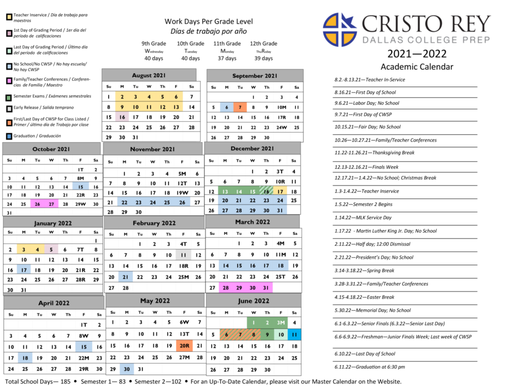 Twu Academic Calendar Fall 2022 Academic Calendar - Cristo Rey Dallas
